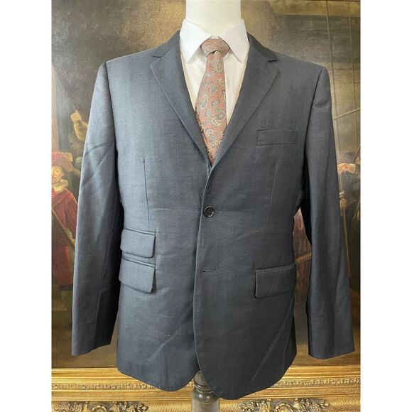 Indochino 38S Bespoke Gray 100% Wool 2 Button‎ Suit Jacket Blazer Sport Coat